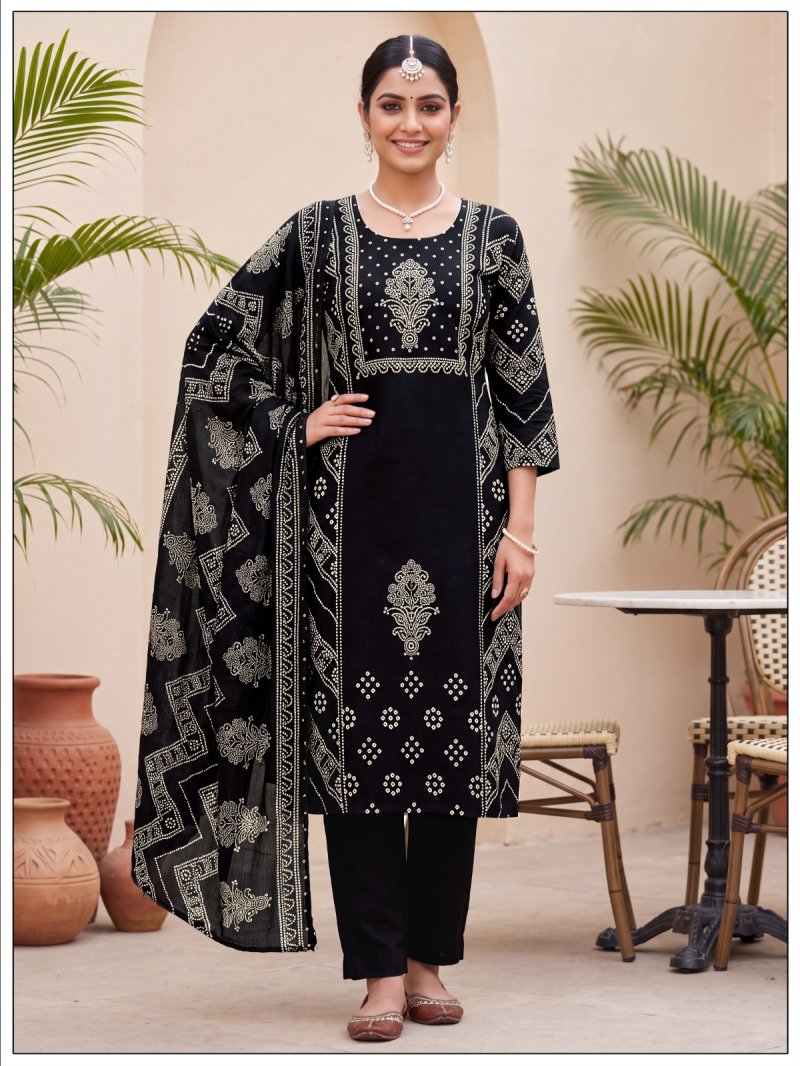 Ff Dhabu Cotton Printed Kurti With Bottom Dupatta